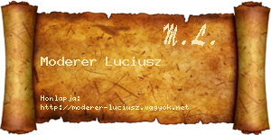 Moderer Luciusz névjegykártya